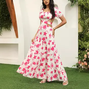 Amazon Bästsäljande Nya Damkläder Rak Hals Elastisk Midja Lång Klänning Elegant Sexig Klänning Helstycke Återförsäljare 10 best sales Knit maxi - №1