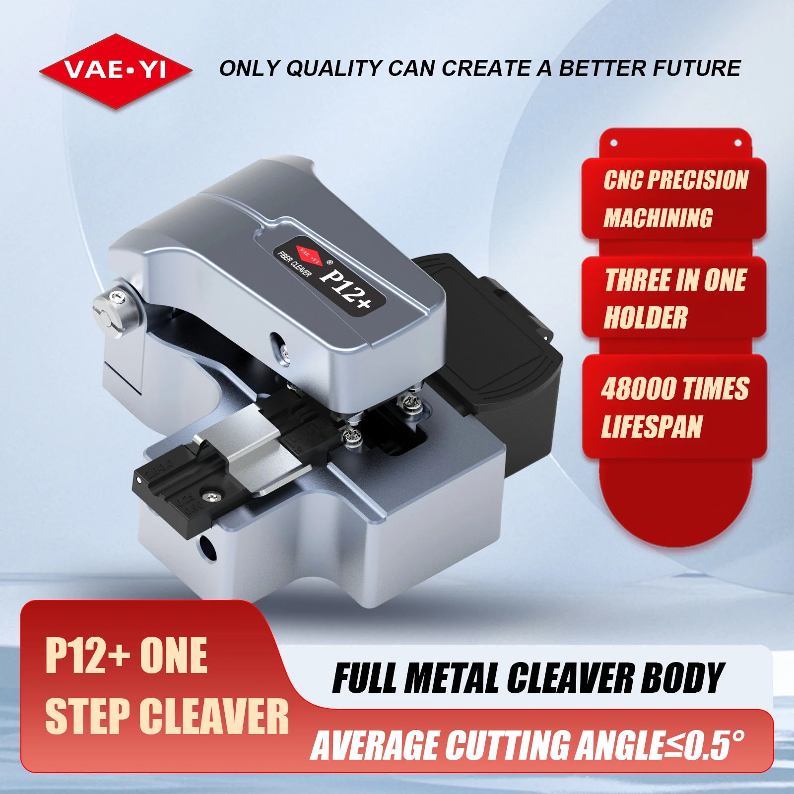 vaeyi-p12-optical-fiber-cleaver-ftth-fiber-optic-cutter-titanium-alloy-one-step-precision-for-sm-mm-fiber-cleaving-tool