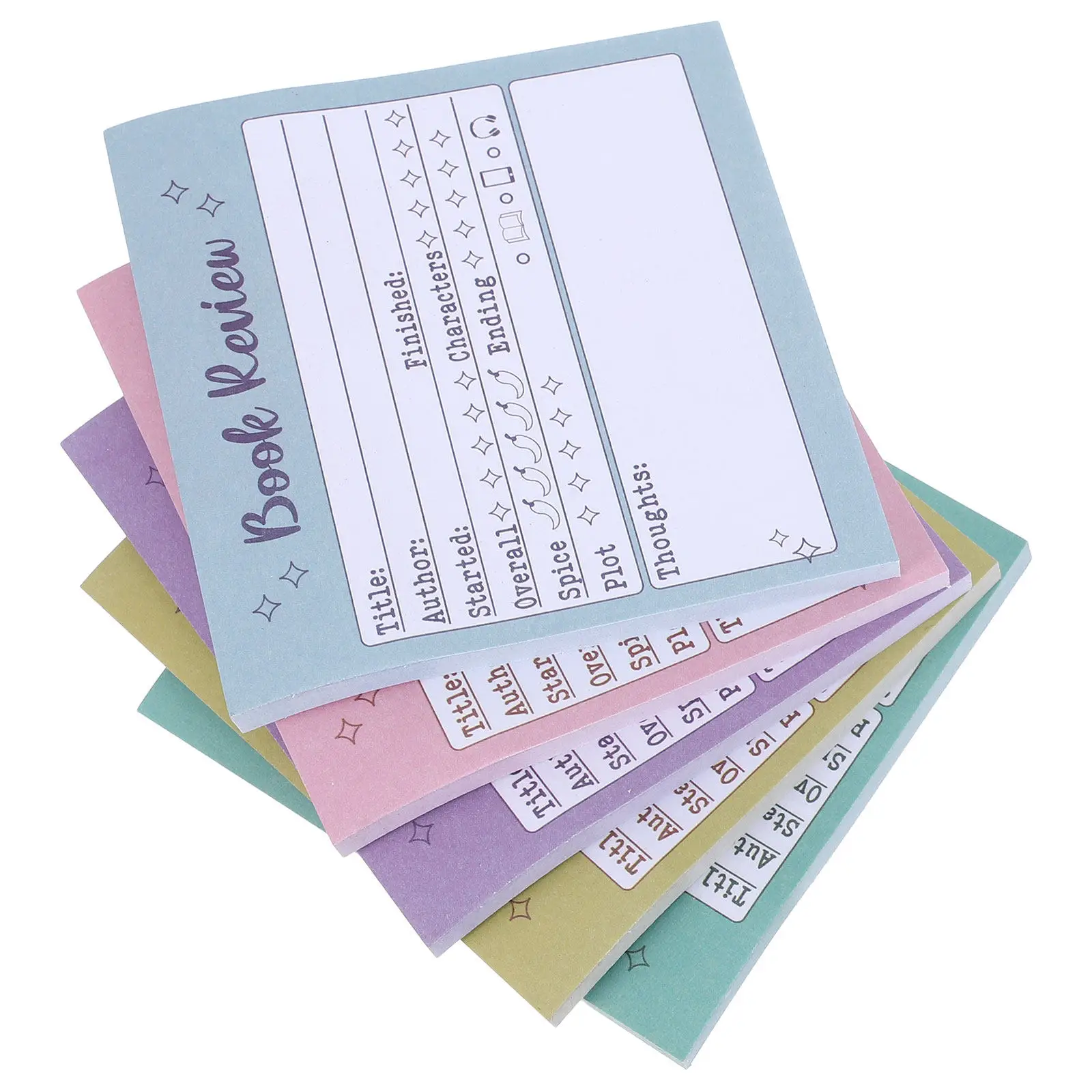 

5Pack Self Adhesive Note Pads Colorful Book Review Stickers Mini Tracker Tabs for Reading Journal Book Log Sticky Page Markers