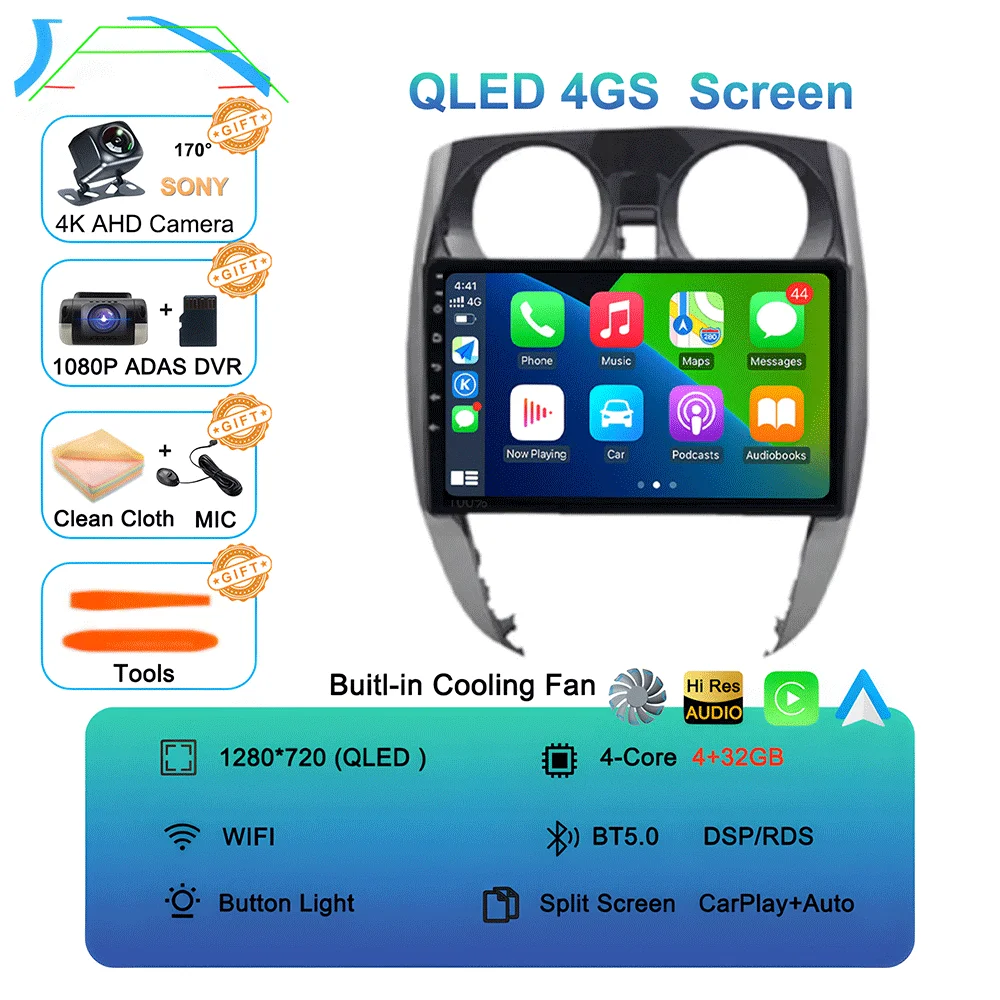 Android 16 Auto voor Nissan Note 2 E12 2012 - 2021 autoradio 2 Din stereo multimediaspeler GPS navigatie Carplay WIFI+4G