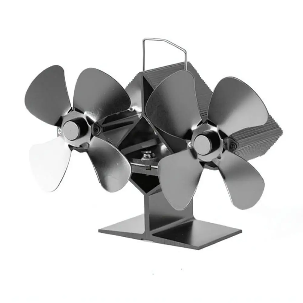 Eco Friendly Thermal Fan Twin Head Design Silent Stove Blower Metal Equipment For Fireplace Wood Burning Circulation