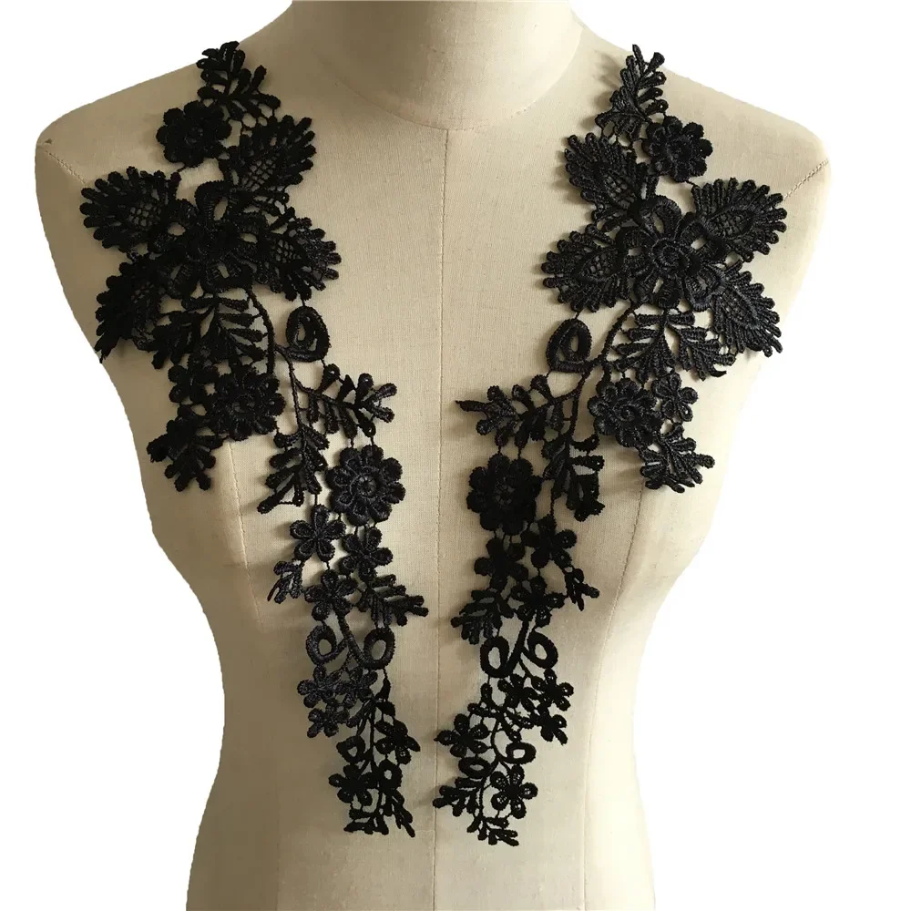 Black Lace Hollow Flower Collar Sewing Appliqué Neckline Embroidery Fabric DIY Decoration Clothing Accessories Scrapbooking