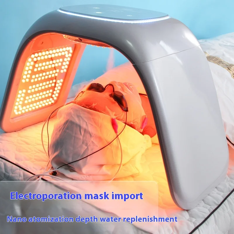 5D スペクトロメーターランプ大型デスクトップコールドホットスプレーマシン LED 美容光子美白日焼けスキンケアマイクロカレントマスクレッド CN