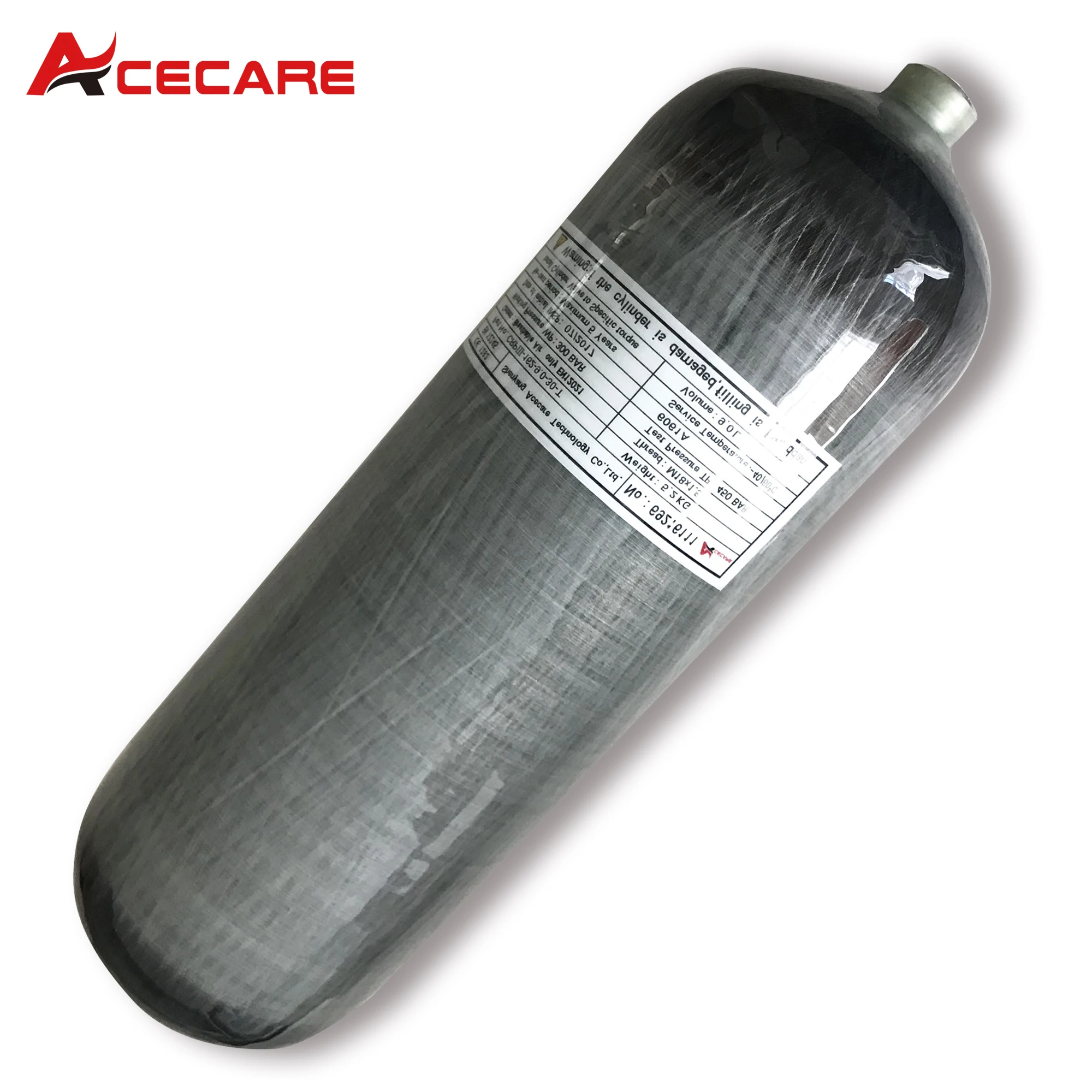 ACECARE tangki Scuba bernapas, ACECARE 9L CE 300bar 4500psi 30mpa Hpa/botol serat karbon silinder M18 * 1.5 untuk menyelam dan keamanan api