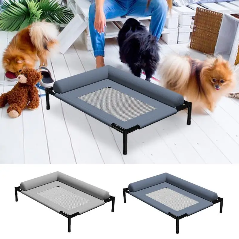 

Dog Cot Outside Dog Bed With Pillow And Breathable Mesh Removable Pet Furniture For Cat Patio Sunbathing Travel Training Home