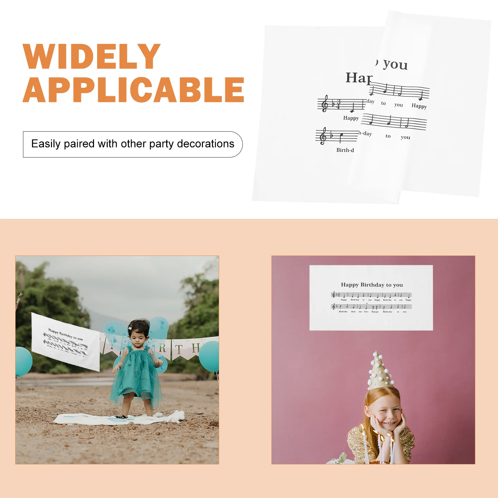 

Music Note Banner Birthday Backdrop Cloth For Party Photography Decor Wall Hanging Birthday Background Decoration