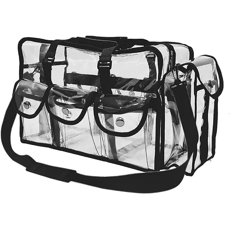 Borsa cosmetica impermeabile trasparente in PVC con 4 tasche esterne borsa trasparente per Organizer per trucco da viaggio di grande capacità