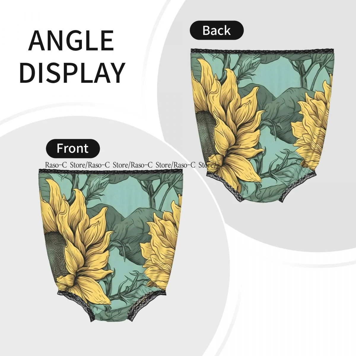 Party Funny Trick Granny Underwear Humorous Daily Wear Sunflowers Hand Drawn Illustration Panties