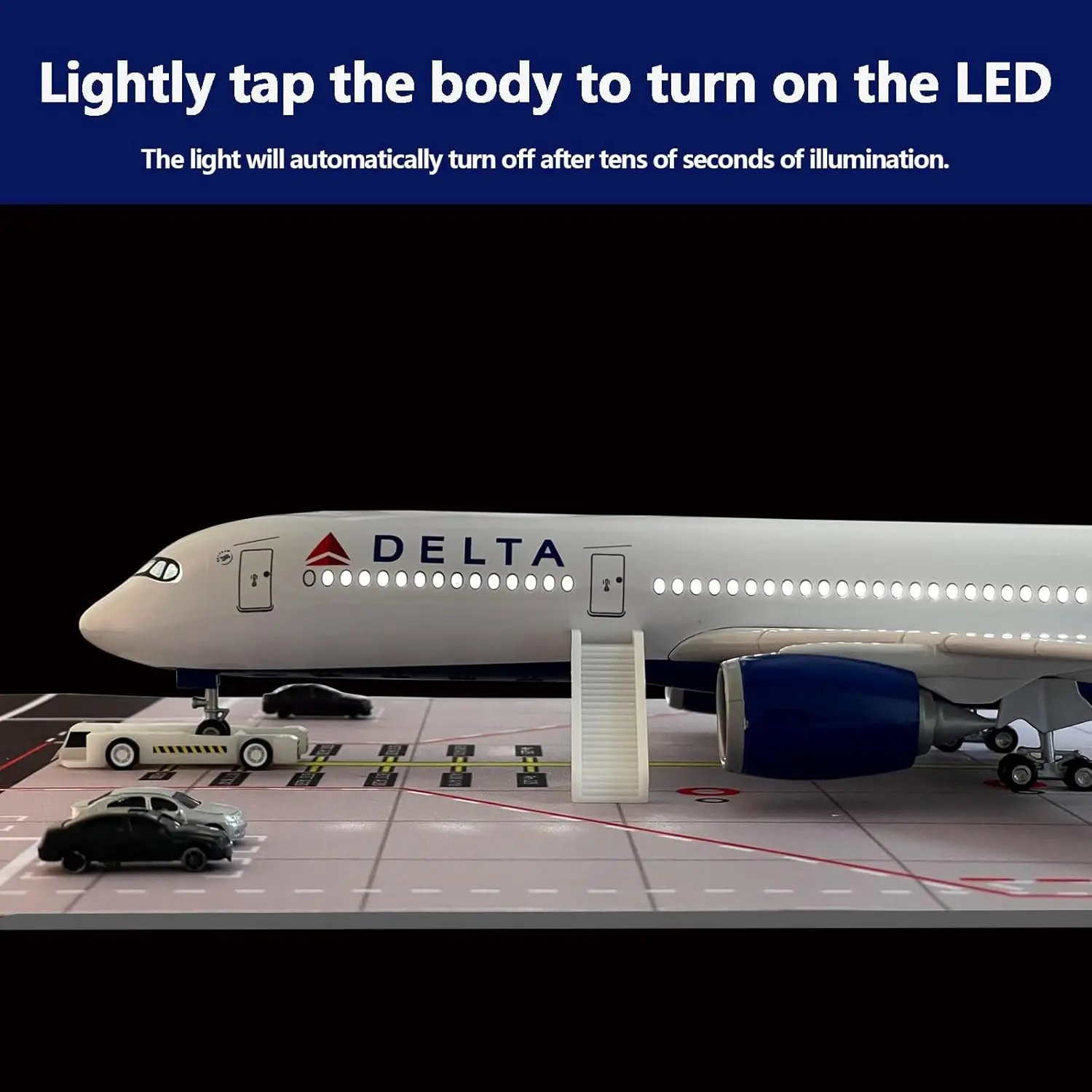 

350 Delta Airways Plane 47cm Aviation Airplane W Landing Gear & Light A350 Diecast Resin Static Aircraft Collection Display