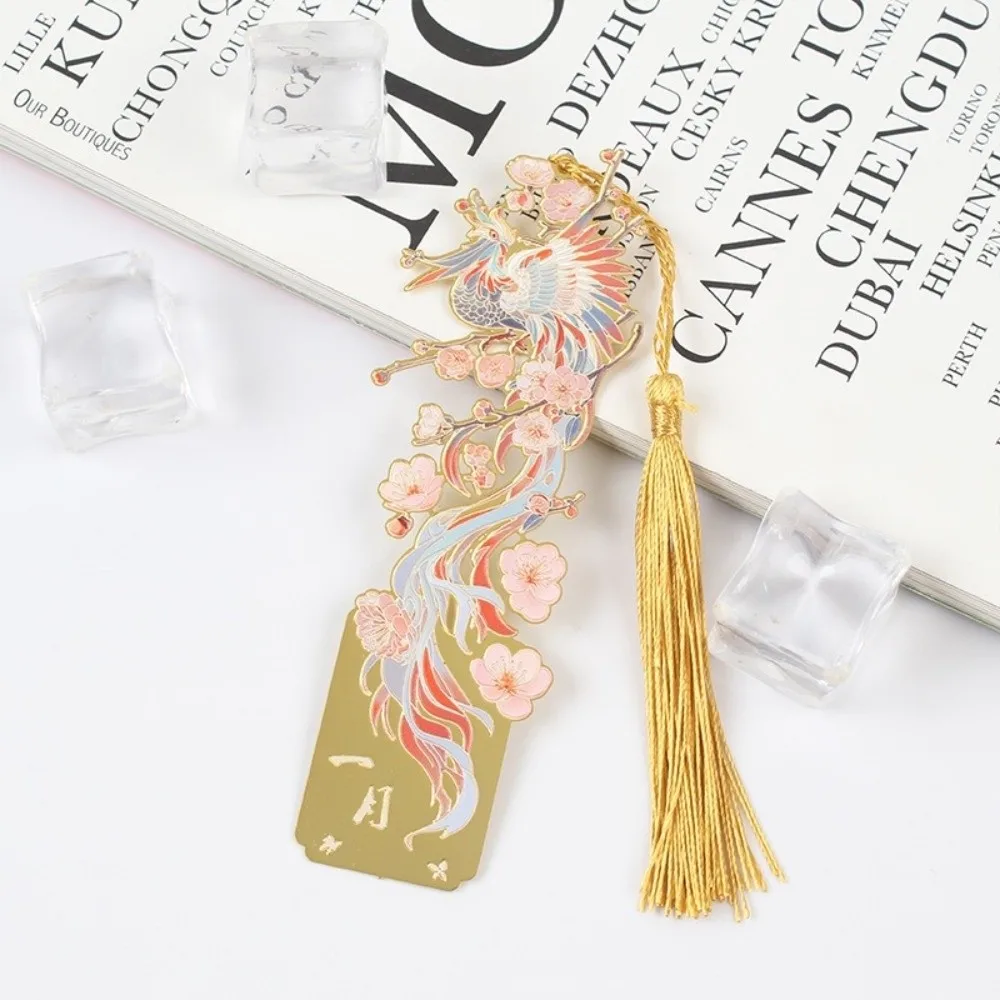 Hollow Metal Plants Bookmark Exquisite Oil Painting Style Reading Stationery Flower & Birds Rectangular Reading Book Tools
