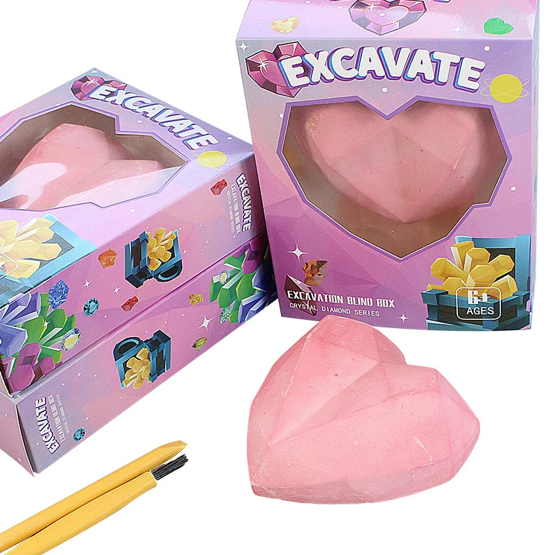 Kit de piedras preciosas de excavación arqueológica, corazón de amor, excavación hecha a mano, fósiles del tesoro, juguete, Kit de ciencia para niños, Kit de minería