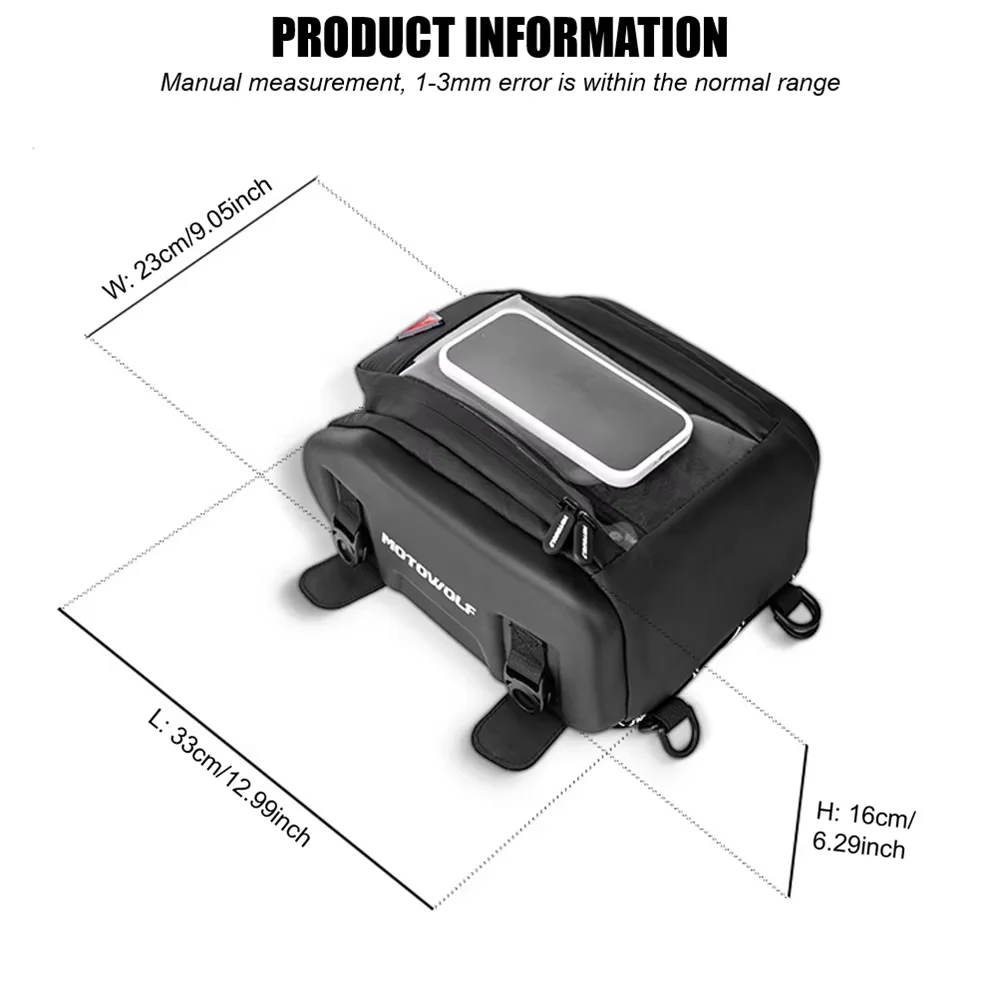 Large Capacity Motorcycle Tank Package Rear Seat Bag Multifunctional Magnetic Mobile phone navigation bag Rear Seat Side Bag