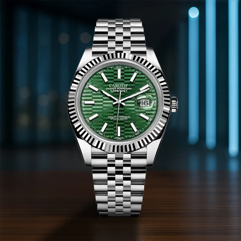 

Мужские серебряные стальные ремешки, простые деловые волнистые полностью автоматические механические часы с арабскими цифрами