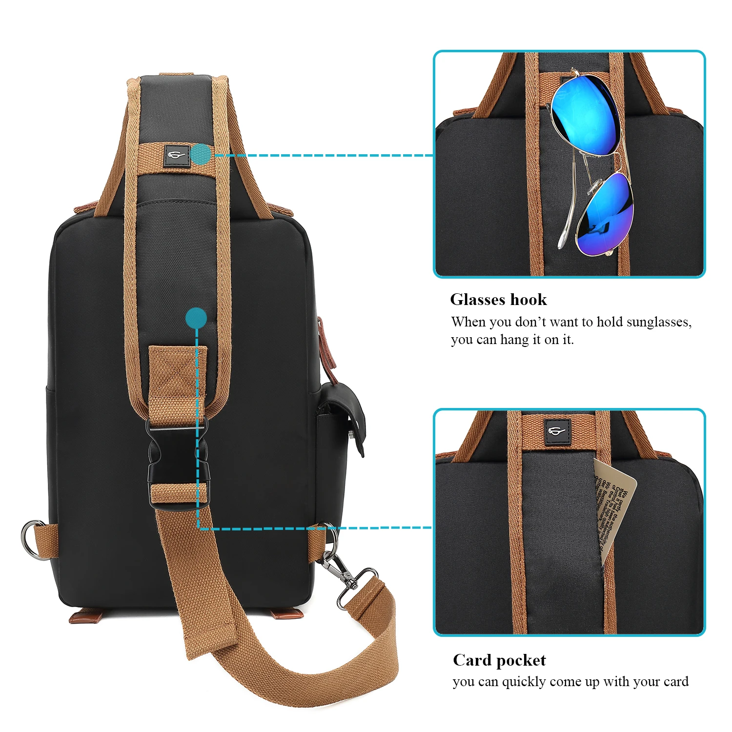 CoolBell 13 Inches Messenger Bag Sling Backpack Nylon Shoulder Bag Waterproof Chest Pack Outdoor Cross Body Bag for Men & Women