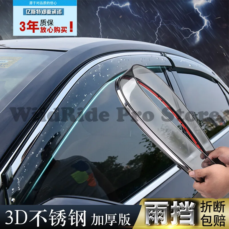 1 set 3D Stainless Steel Rain Guards for Toyota Corolla Vios Levin Reiz Camry Window Deflectors