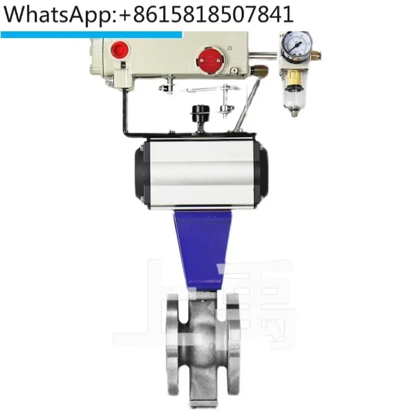 

Pneumatic V-shaped ball valve control valve proportion stainless steel flange particle cut-off valve VQ647
