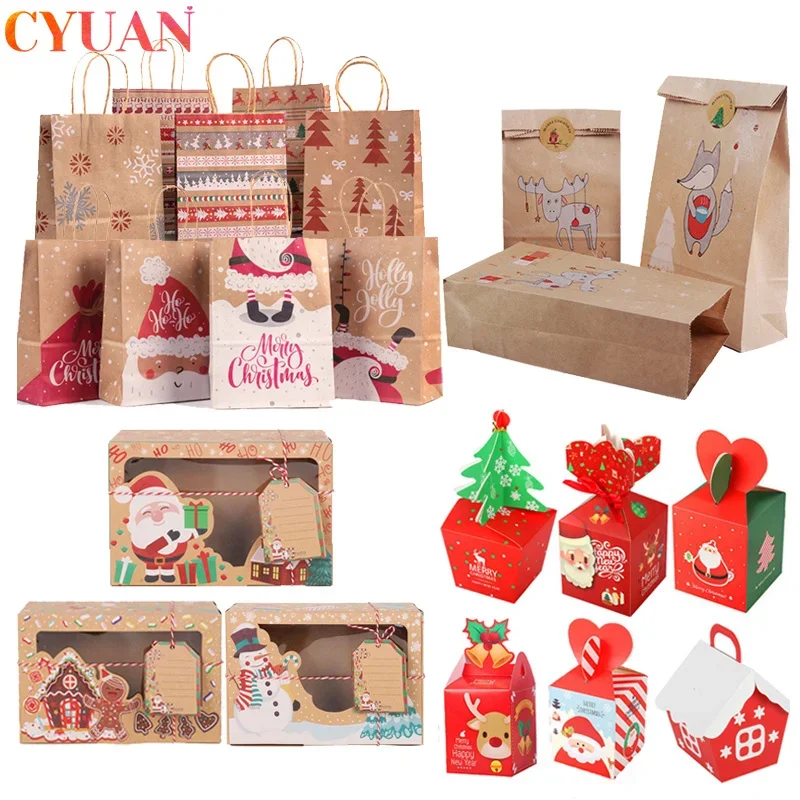 

Merry Christmas Gift Bags Xmas Tree Plastic Packing Bag Snowflake Christmas Candy Box Kids Favors Bag Noel Decor 2022