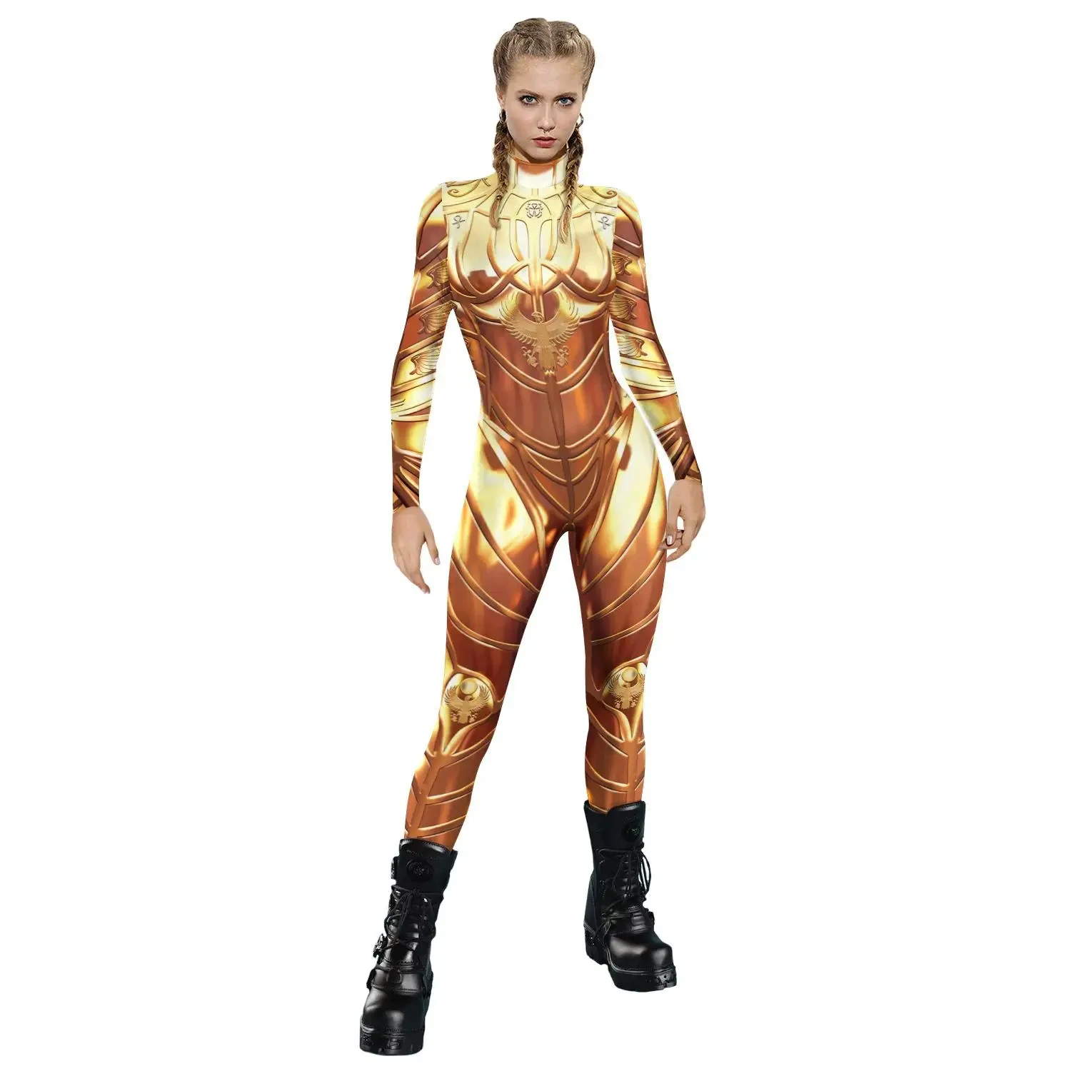 Halloween Punk Gothic Bodysuits Women Robot Printed Cosplay Costume jumpsuits Girls Party set Back Zipper Nightclub Style Cool