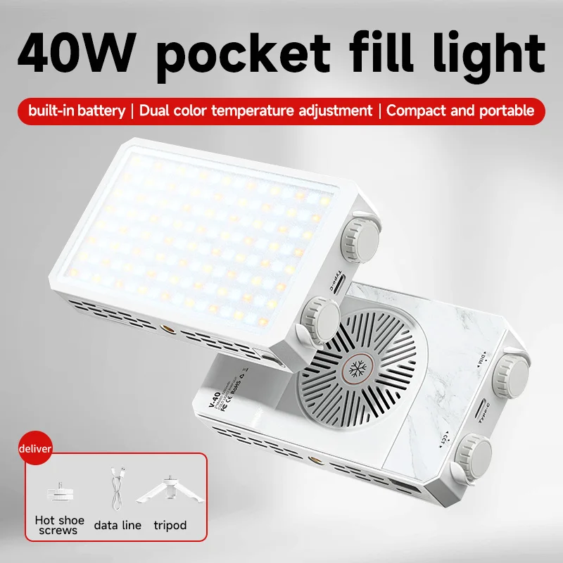 40W LED Camera Light 2800K-9000K RGB Video Light 4400mAh Rechargeable Photography Lighting Portable Light Panel