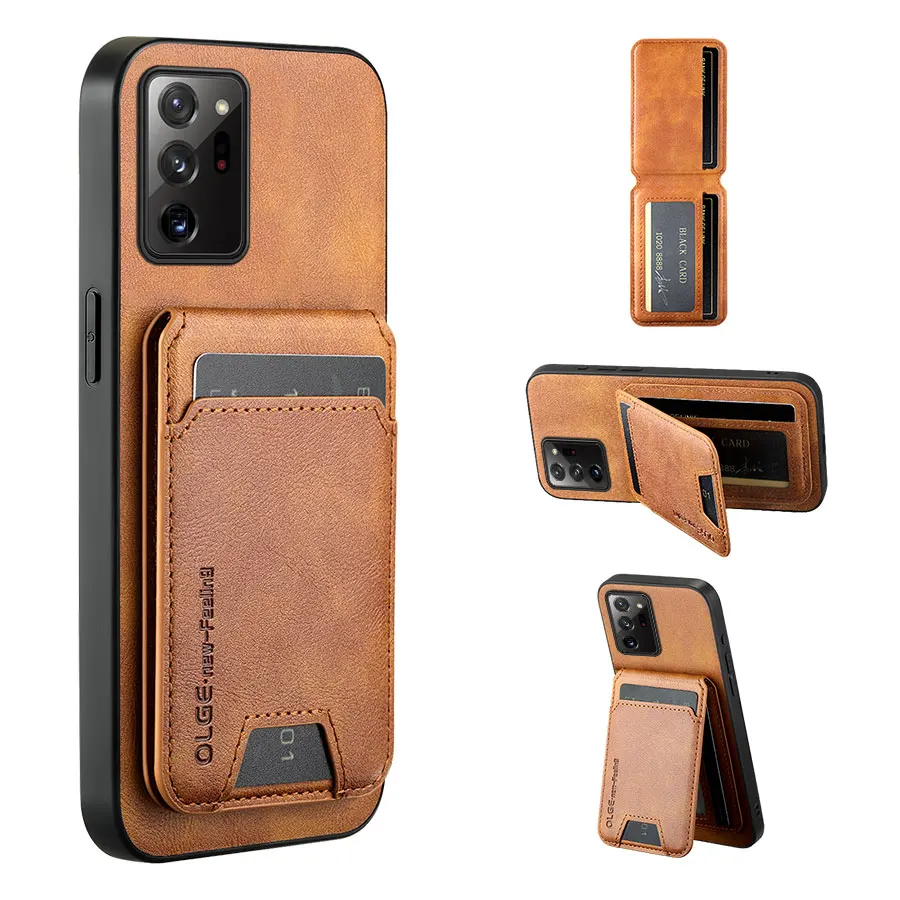 

OLGE Luxury 2 in 1 Detachable Magnetic Card Bag Leather Case for Galaxy Note 20 Ultra Note 10/10+ Magsafe Card Wallet Case Funda