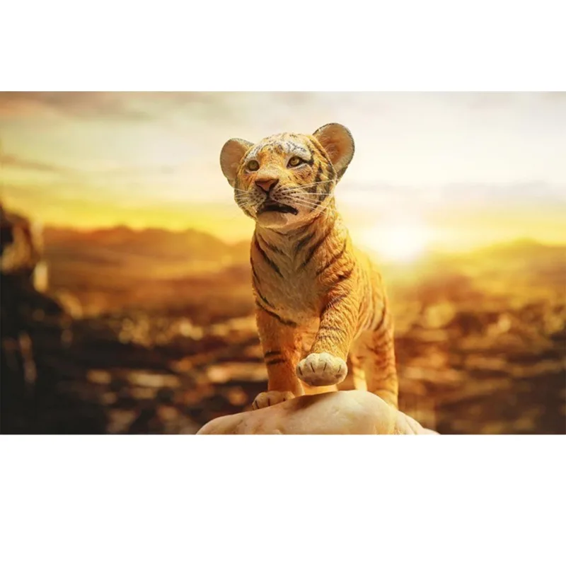 

1/6 Scale Simulation Resin Handmade Lovely Little Tiger Sculpture Animal Model Fit 12inch Toys Scene Collect Desktop Decoration