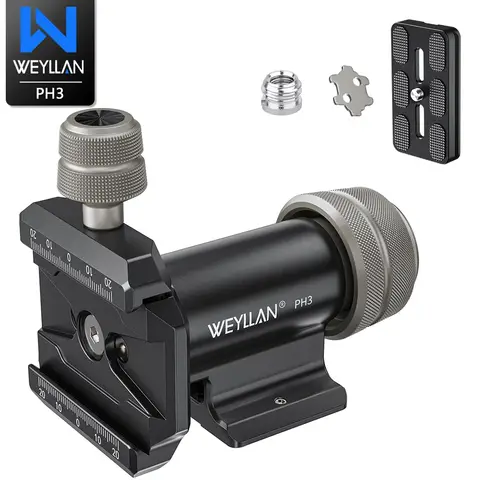 WEYLLAN PH3 짐벌 헤드, 카메라 모노포드 삼각대용, 사이드 새들 틸트 헤드, Arca Swiss 플레이트, 하중 10kg