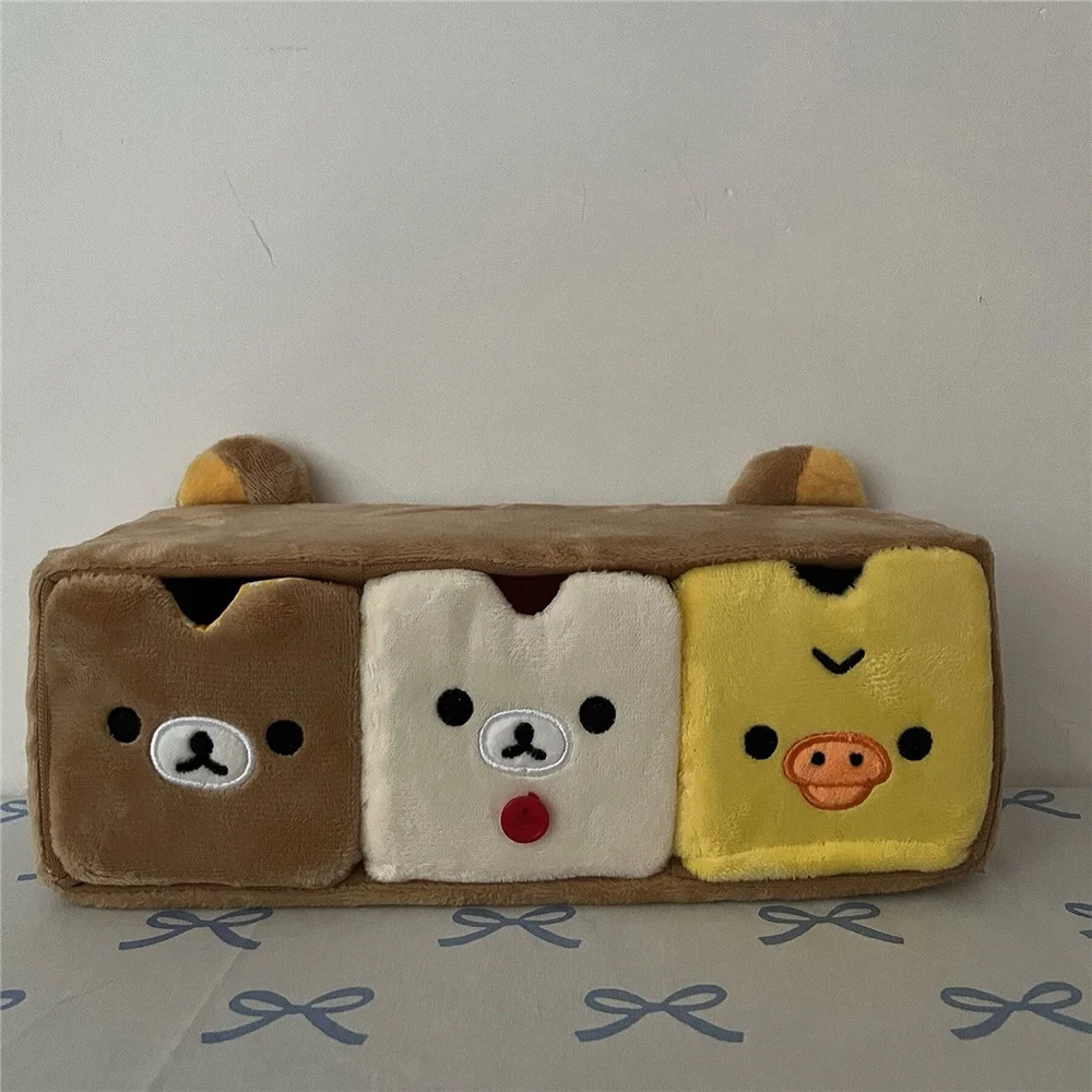 Cute Rilakkuma Korilakkuma Kiiroitori Bear Plush Storage Box Stuffed Cosmetic Case Container Makeup Desktop For Women Girls Home