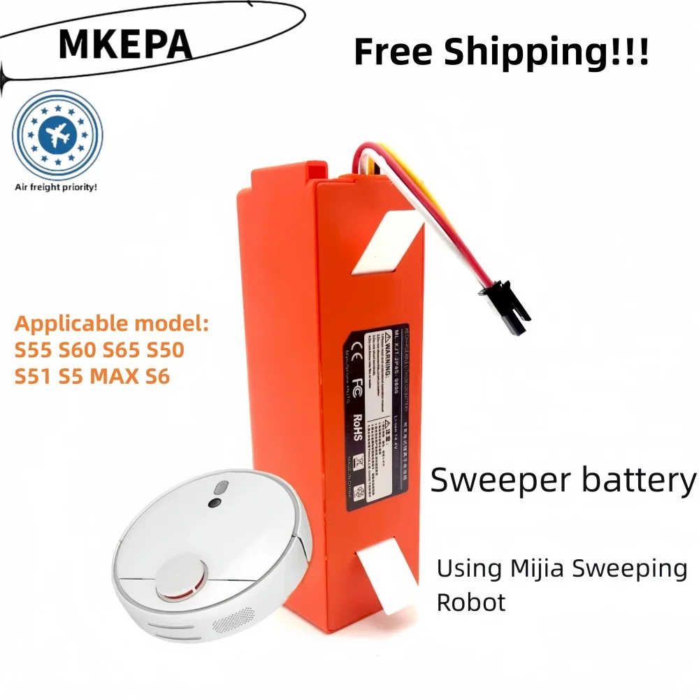 Mijia Robot Vacuum Cleaner Roborac S50S51T4 Lithium ion Battery Vacuum Cleaner Accessories Upgrade, 14.4V 5200mAh~1280mAh 4S2P