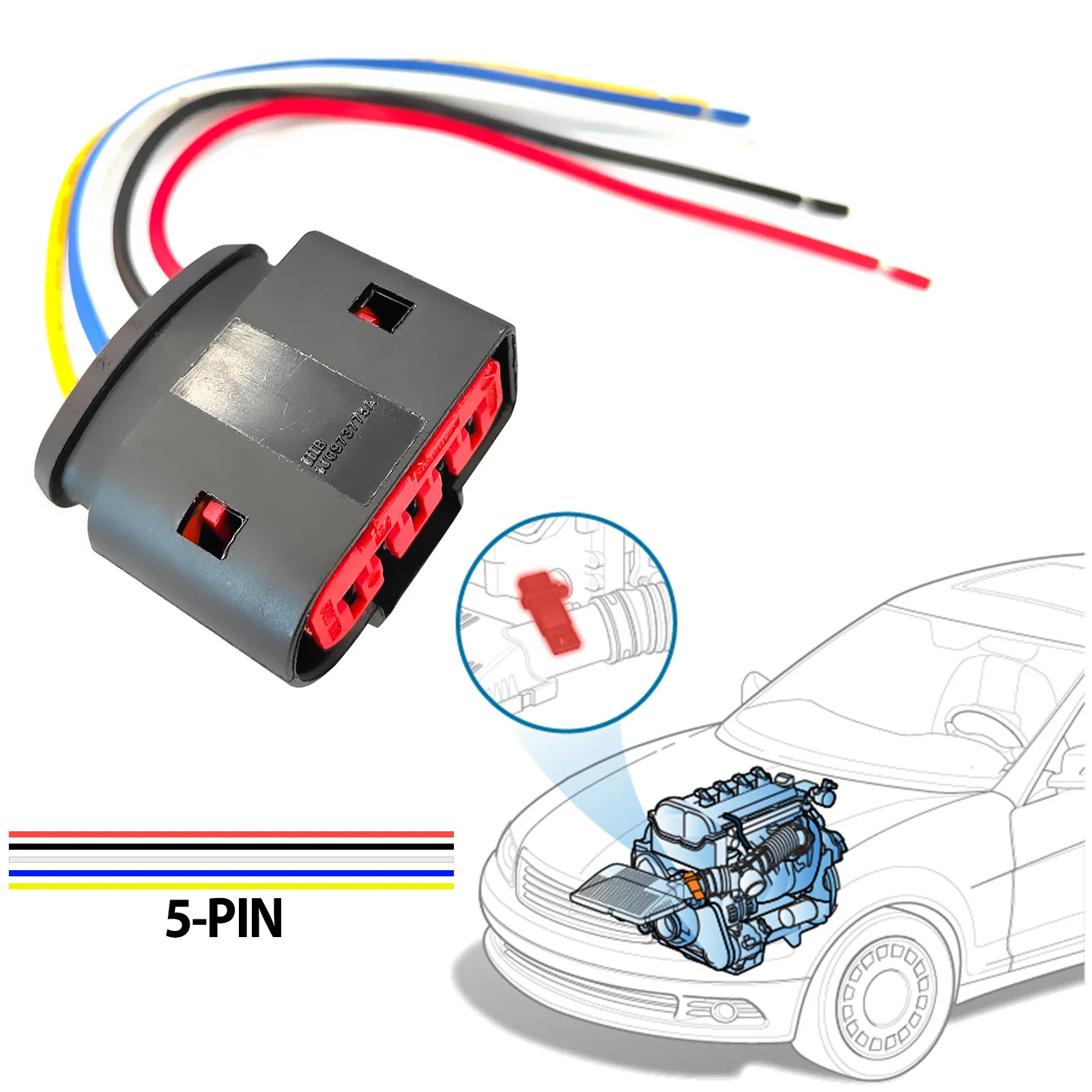 2x For AUDI A2 A3 S3 8L 8P TT A4 S4 B5 B6 B7 A6 S6 C5 A8 S8 RS4 RS6 MAF Mass Air flow Meter Sensor Connector Plug 1J0973775A view 5