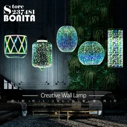3D Glass Fireworks Pendant Lamps Modern Simple Pendant Light for Dining Room Bar Laser Starry Sky Light and Shadow Chandelier