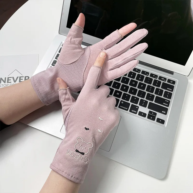 Sexy Summer Women UV Sunscreen Short Sun Female Gloves Fashion Ice Silk Lace Driving Of Thin Touch Screen Lady