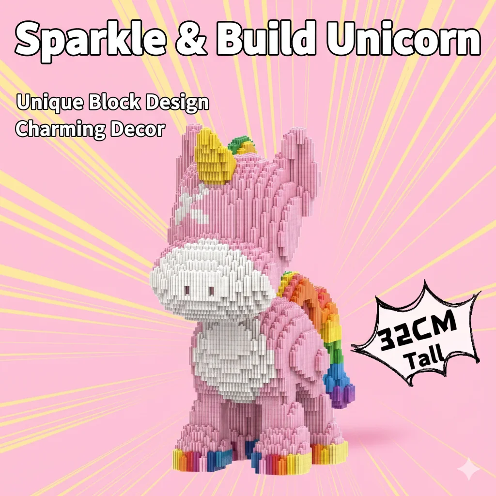 

32 см DIY Единорог Строительные Блоки Игрушка Радужный Кирпич Головоломка Игрушечная Модель С 4460 МикроЦемами Для Детей Девочек Подарок На День Рождения Декор