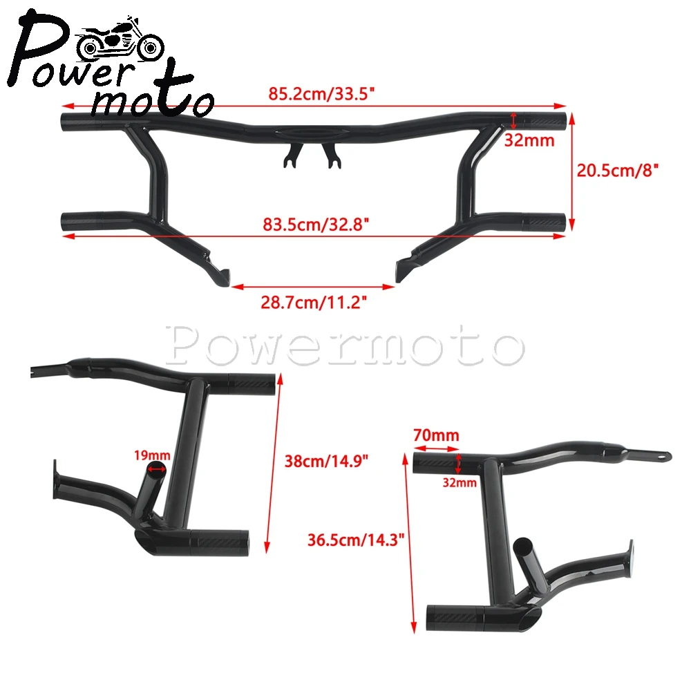 1Set Front Highway Crash Bars Rear Saddlebag Guard Support Rails Bumper Protector For Harley Touring Engine Protion Guard 14-25