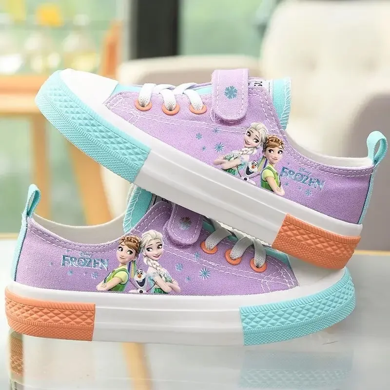 Disney-zapatos informales de princesa frozen para niña, zapatillas deportivas antideslizantes de fondo suave, regalo