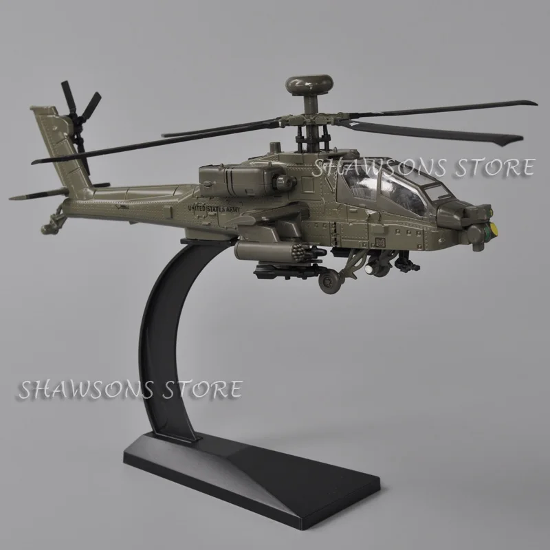 1:72 Diecast Aircraft Model Toy AH-64 Helicopter Gunship Apache Miniature Replica Sound & Light