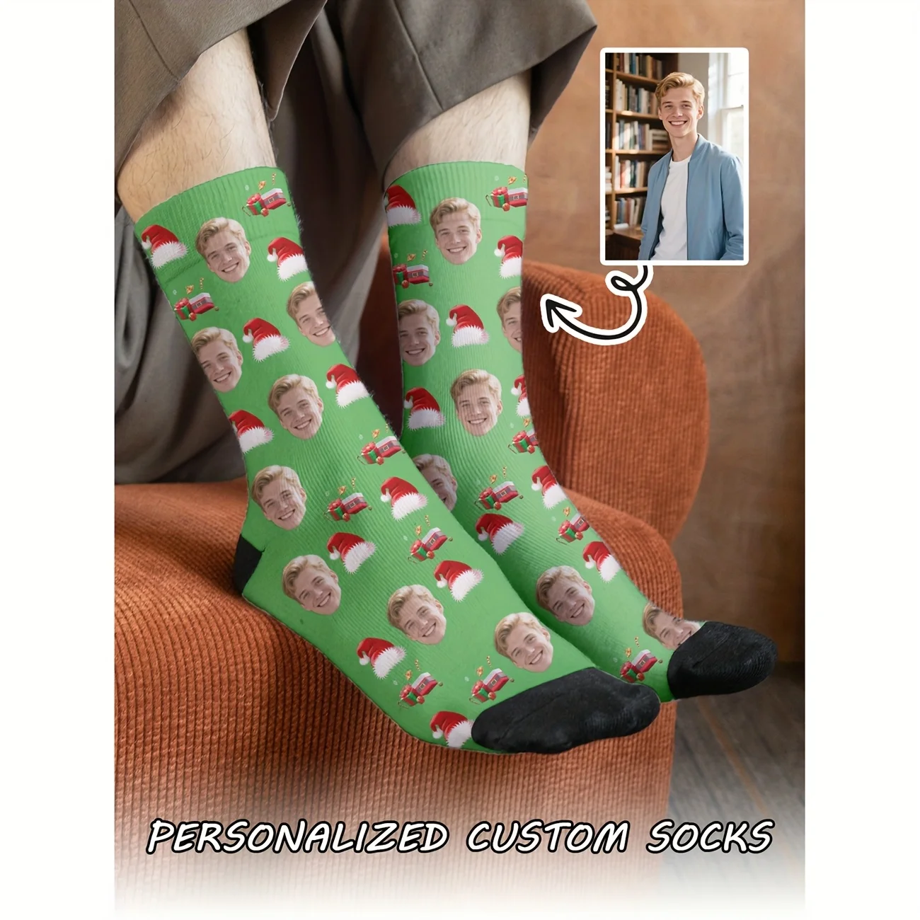 1 pair (single and double packaging) personalized photo couple customized socks-socks with customizable head, printed with your view 2
