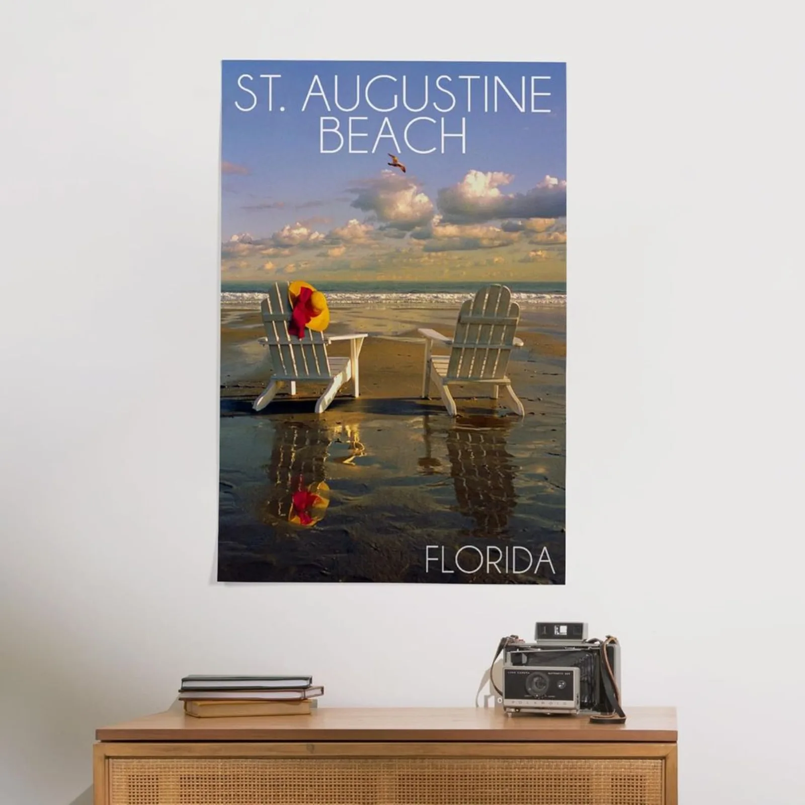 

Lantern Pr24x36 Inch Giclee Art Print Wall Decor, St. Augustine, lorida, Adirondack Chairs on the Beach