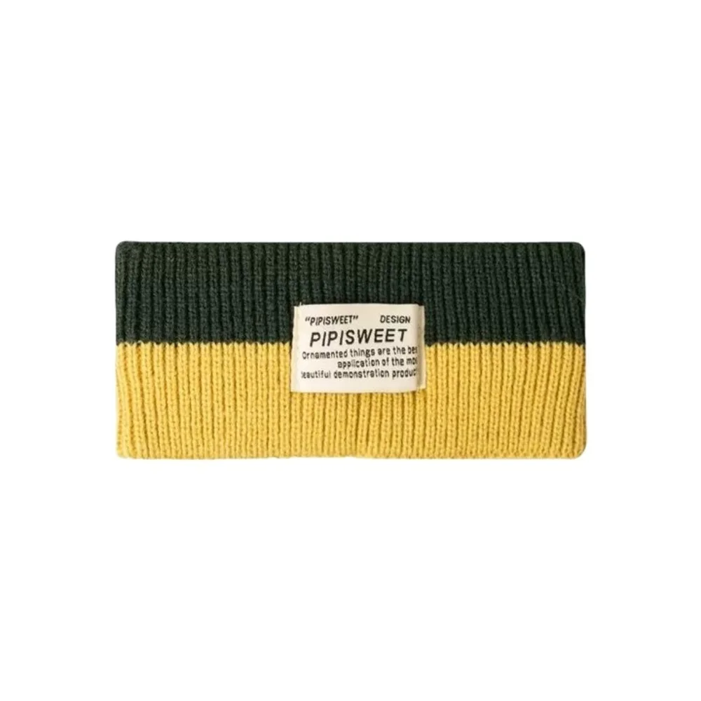 

Simple Stretchy Knitted Headband Soft Wide Workout Headband Letter Woolen Yarn Contrast Color Headwrap Boys