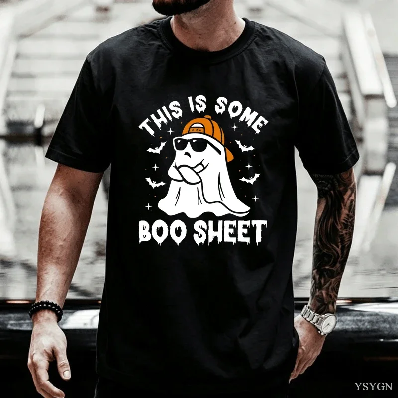 Ghost Sunglasses Men T Shirt Funny Halloween This Is Some Boo Sheet Spooky Top Costume Vintage Washed Stretched Streetwear