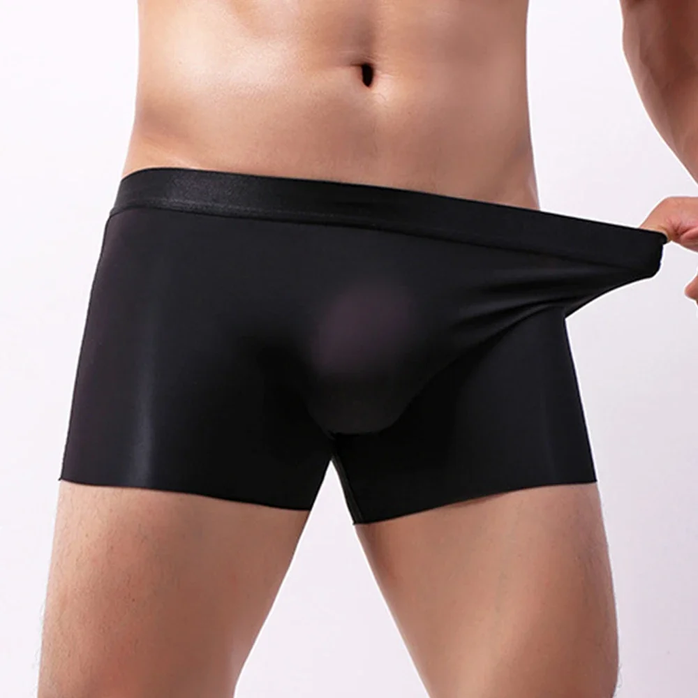 Underwear Mens Boxer Briefs Breathable Bulge Pouch Comfortable Ice Silk M-2XL Panties Plus Size Sexy Shorts Trunks