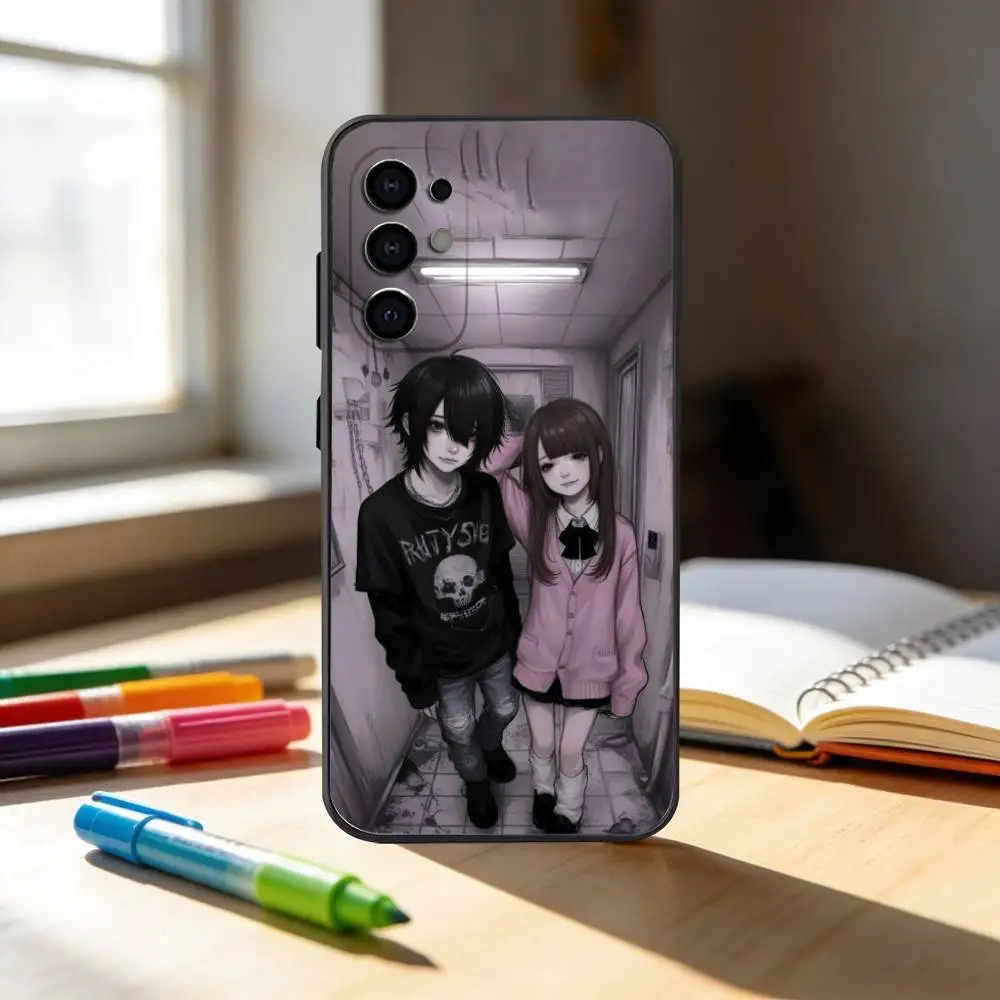 Love Black And Cute Emo Goth  Phone Case For Samsung S25,S24,S21,S22,S23,S30,Ultra,S20,Plus,Fe,Note,10,9,5G Black Cover - view 3