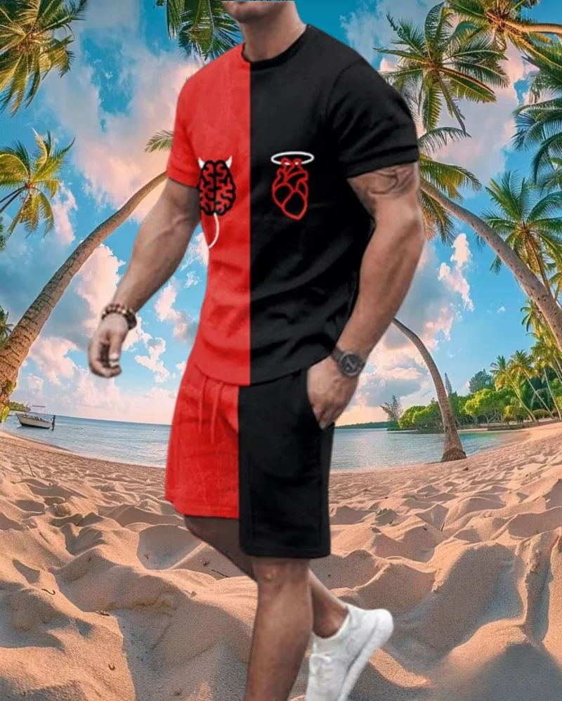 

2025 Summer Hot-selling Street Trend Fashion Men's Suit T-shirt Shorts Oversized Men's Top Y2K Style Casual Breathable Loose Y2K