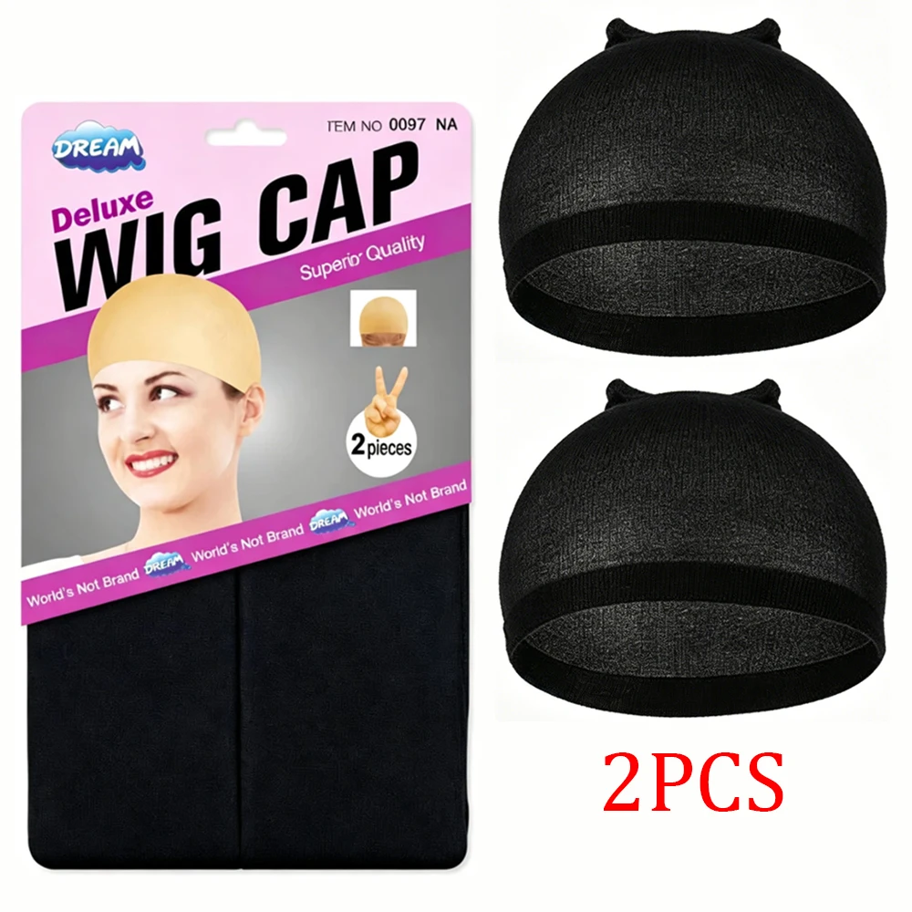 2pcs/1bag Ventilated Nylon Mesh Nude Stocking Wig Cap Hairmets Stretchy Close End Super Extra Thin Skin Breathable Wig Cap