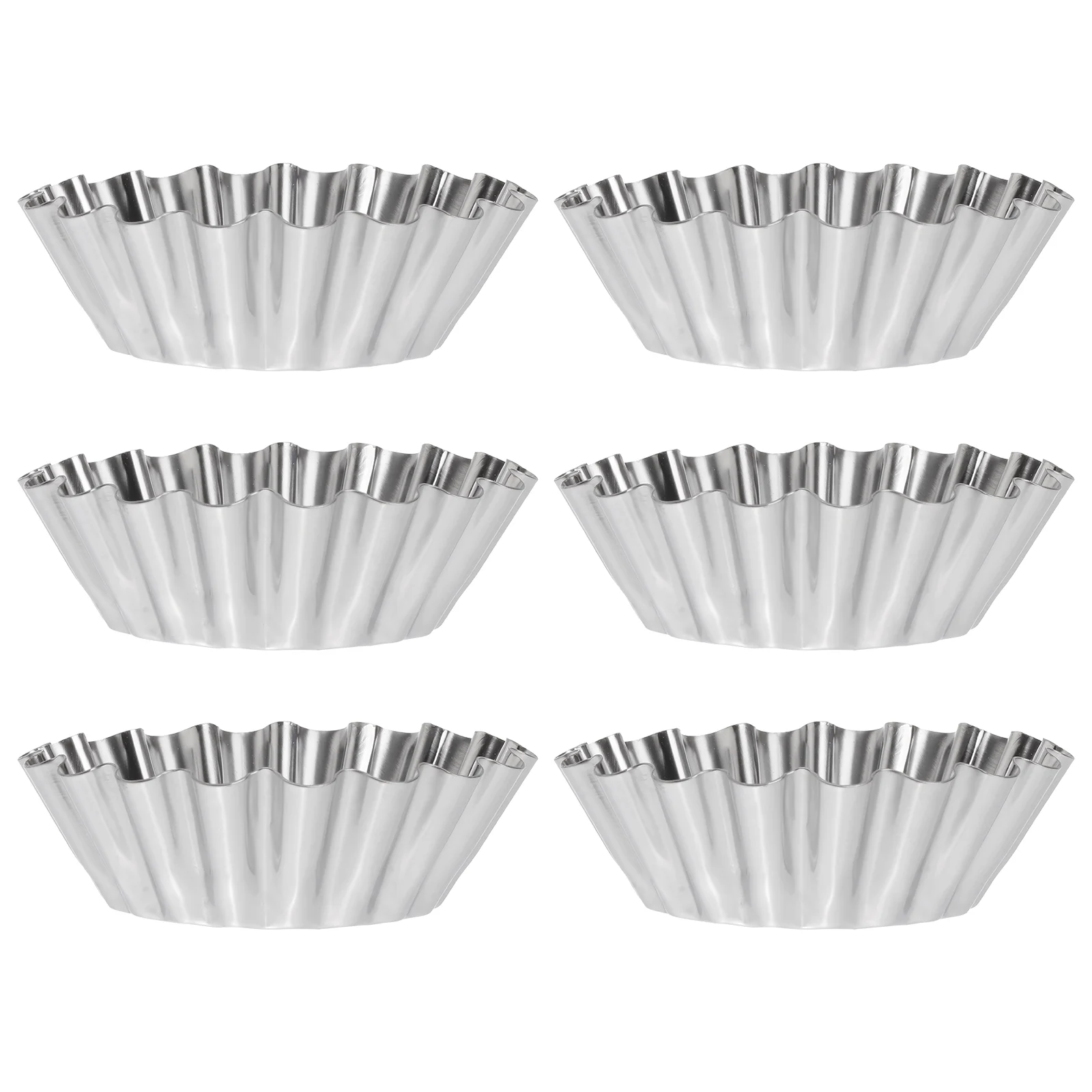 

6 Pcs Baking Cups Metal Cupcake Muffin Flower Tart Mold Egg Molds Stainless Steel