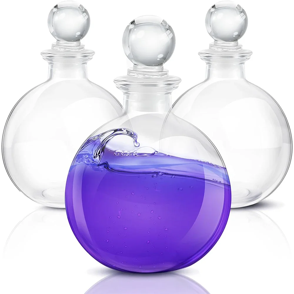 Large Spherical Glass Potion Bottles Clear round Jars for Halloween Christmas Decorative Vases Costume Accessories