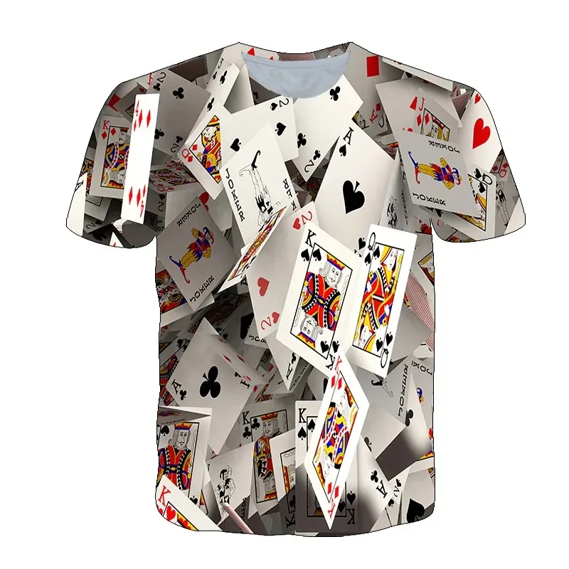 Fashion Hip Hop Playing Cards Pattern Men t-shirt Summer Casual Interesting Poker Graphic t shirts O-Neck 3D Print T-shirt