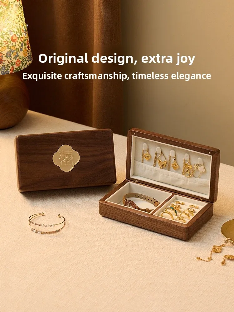 

Fanhuan Pure Wood Jewelry Box Wedding Gift New Couple's Storage Box for Valuable Accories Chinese Sle Handmade Wood