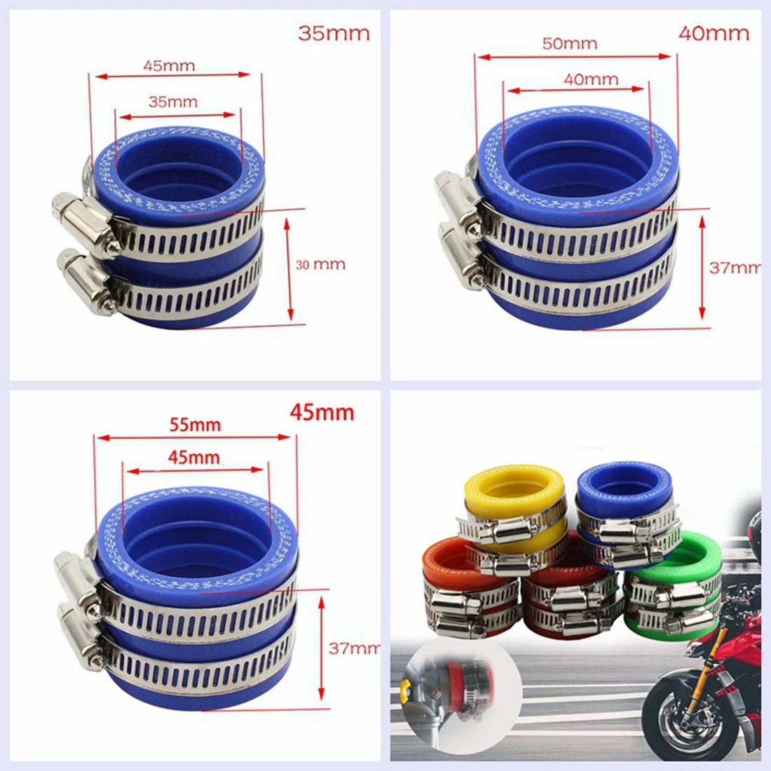 35mm 40mm 45mm Motorcycle Carburetor Rubber Adapter Inlet Intake Pipe For MIKUNI KEIHIN KOSO PWK Carburetor Accessory