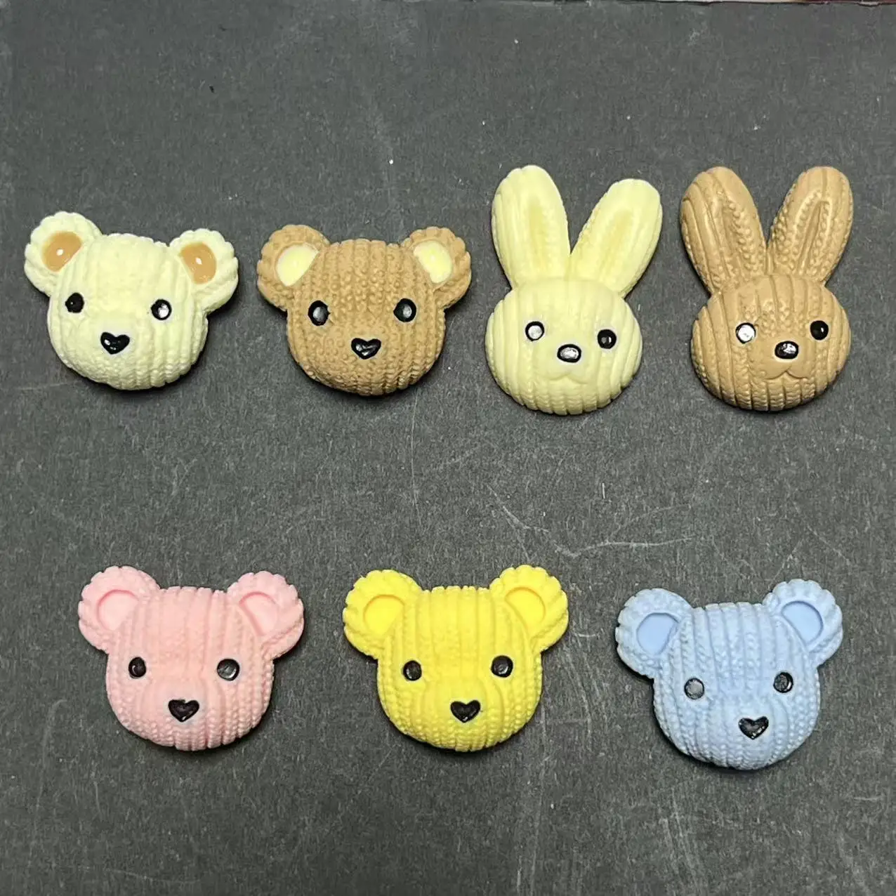 

10PCS Creative Cartoon Beige Coffee Woolen Yarn Bear Bunny 3D Kawaii Junk Phone Case Ipadcase Charms Kawaii Flat Back Crafts