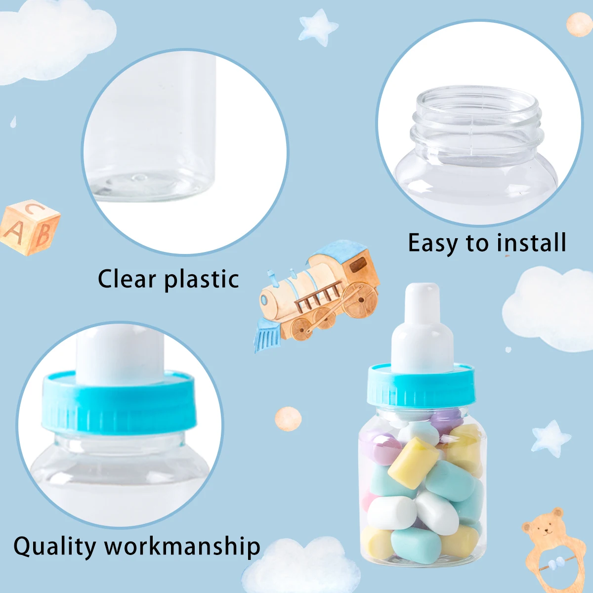 Baby Shower Blue Pink Mini Milk Bottle Candy Box Baby Boy Girl Newborn Party Favor Gift Boxes Gender Reveal Birthday Party Decor